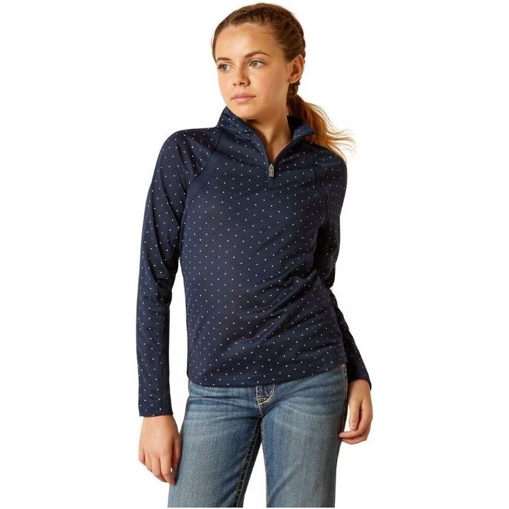 Ariat Junior Sunstopper 3.0 Long Sleeve Baselayer 10048922 - Navy Dot